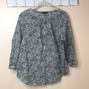 Paisley Black And White Cotton 3/4 Sleeve